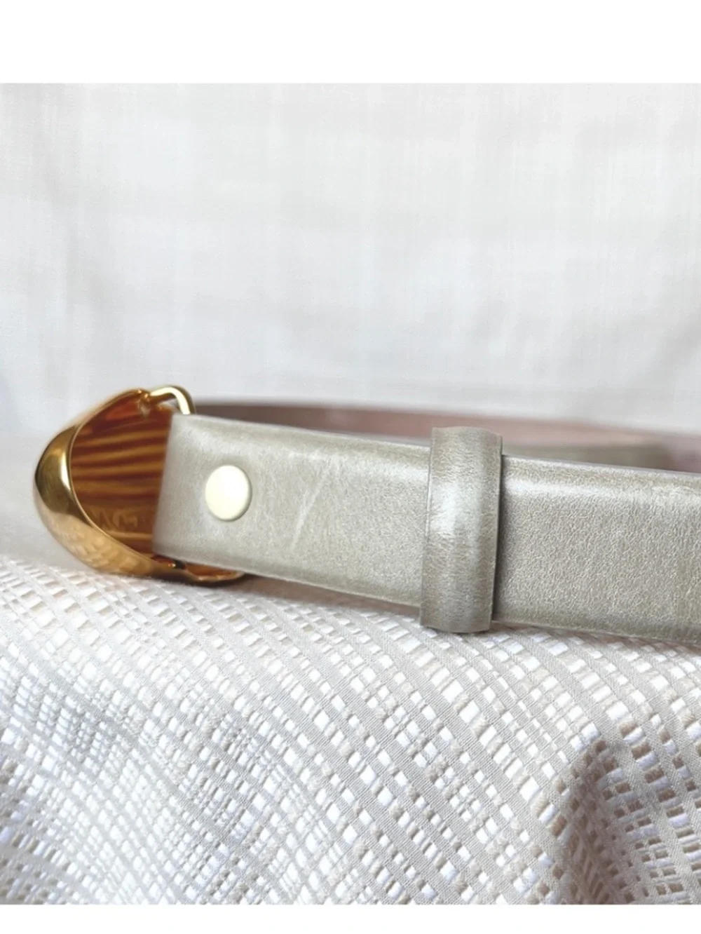 Vintage Rare Donna Karan Gold Shell Robert Lee Morris Buckle Leather Belt 90s